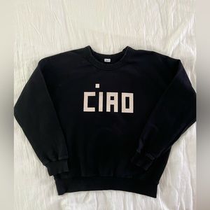 Clare V Ciao sweatshirt black with cream writing size M